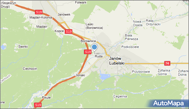 mapa Ruda, Ruda gmina Janów Lubelski na mapie Targeo